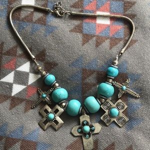 Turquoise cross necklace